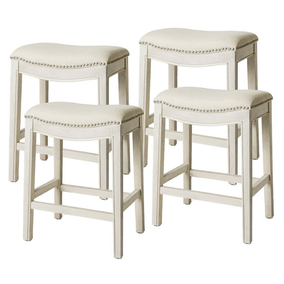 Open Box Maven Lane Adrien Saddle Bar Stool, White Oak, Counter Height (4 Pack)