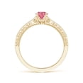 thumbnail image 2 of ANGARA Lab Grown Pink Diamond Engraved Engagement Ring for Women in 14K Yellow Gold (Size-4.6mm| Color-Fancy Intense| Clarity-VS) | Anniversary, Jewelry Gift for Women | Lab-Grown Pink Diamond Ring, 2 of 7