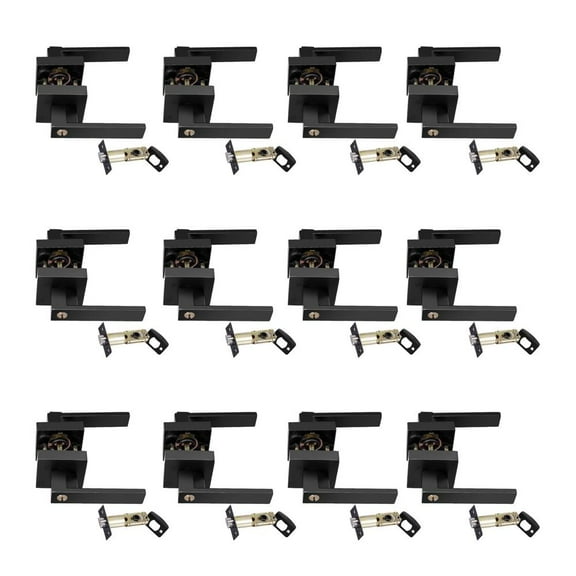 12-Pack Matte Black Privacy Door Levers, Keyless Bathroom and Bedroom Lock Handles for Modern Interior Doors