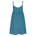 thumbnail image 4 of Robe Mini à Bretelles Spaghetti Col en V d'Été pour Femmes, Robe Tunique à Manches Courtes Décontractée, Volants à Étages, Plage, Ligne A, Courte, Robes d'Été, 4 of 8