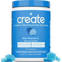 Create Blue Raspberry Creatine Gummies – 1.5g Creatine Monohydrate, Boost Strength & Focus, 90 Ct
