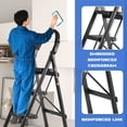 thumbnail image 2 of OUTMASTER Step Ladder, Adult Step Ladders 3 Step with Padded Handrail, Metal Portable Ladders, Black, 2 of 8