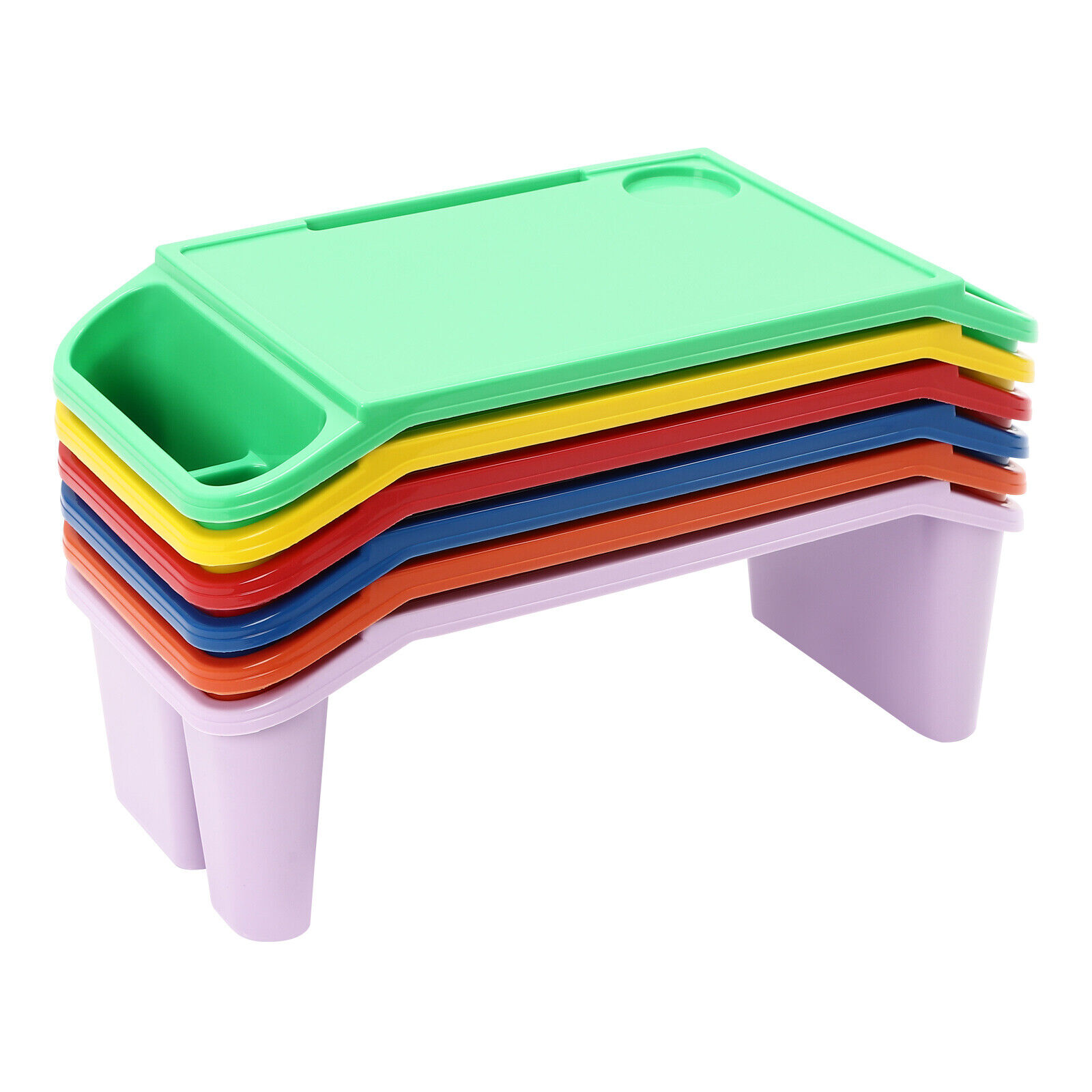 6-Pack Kids Lap Desk Tray, Multi-Function Adjustable Desk for Writing, Eating, Homework & Play, Lightweight and Sturdy with Cup and Phone Holders – Perfect for Home, School & Travel