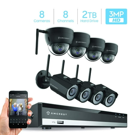 Amcrest 3MP Security Camera System w/ 4K 8CH NVR, (8) x 3