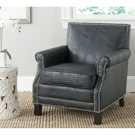 SAFAVIEH Easton Club Chair Silver Nail Head Black / Crocodile
