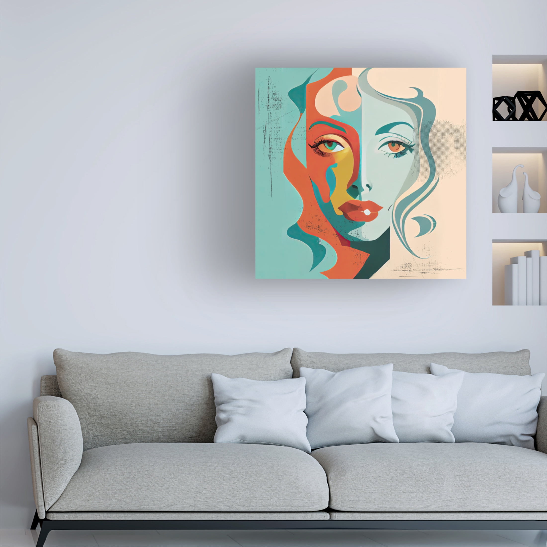 Canvas Wall Art - Sasha 'Pop Tech Glam V' Wall Art for Living Room, Bedroom, or Office Décor by Trademark Fine Art - 14 x 14 Inches
