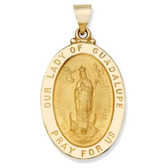 Brilliance Fine Jewelry 14k KT Yellow Gold Oval Our Lady Of Guadalupe Religious Medal Pendant