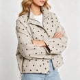 thumbnail image 7 of Maqroz Womens Polka Dot Jackets Long Sleeve Full Zip Up Stand Collar Coat Lightweight Fall Casual Daily Fashion Windbreaker Outerwear with Pockets, 7 of 7