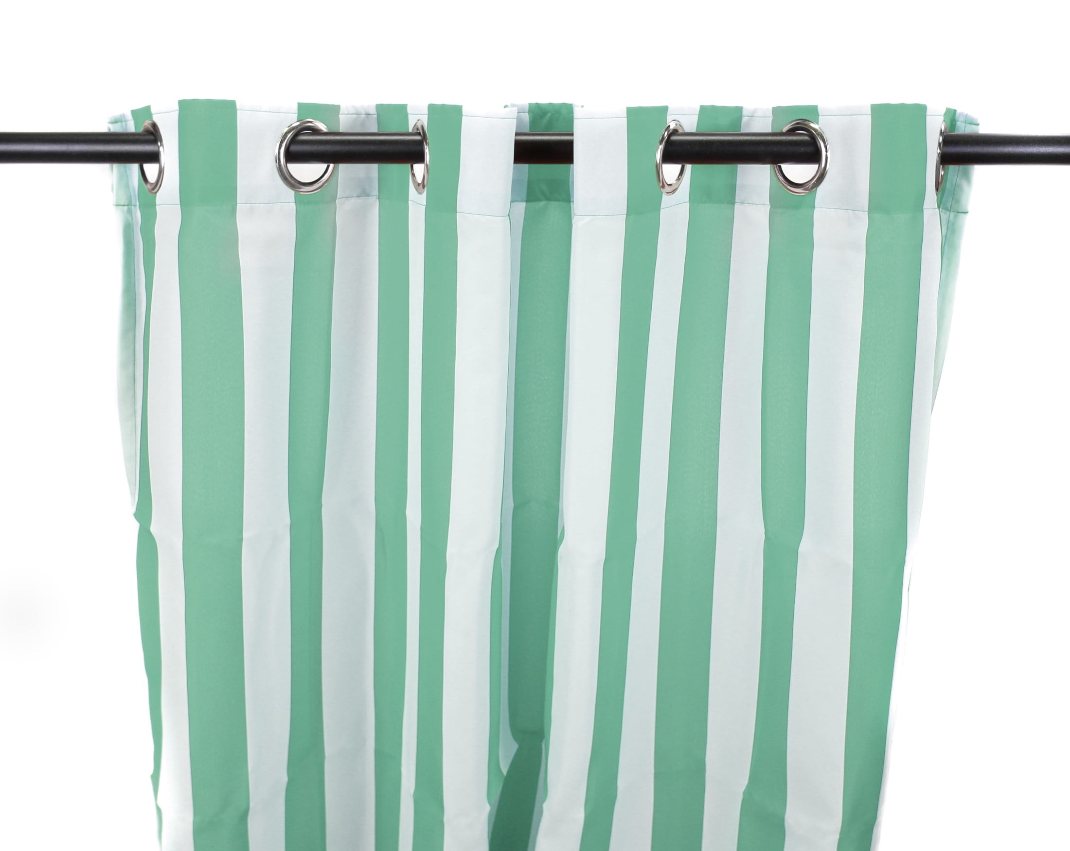 Jordan Manufacturing 54" x 96" Spa Mint Green Stripe Grommet Semi-sheer Outdoor Curtain Panel