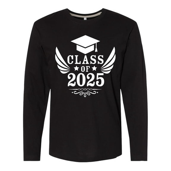 Inktastic Class of 2025 with Graduation Cap and Wings Long Sleeve T-Shirt