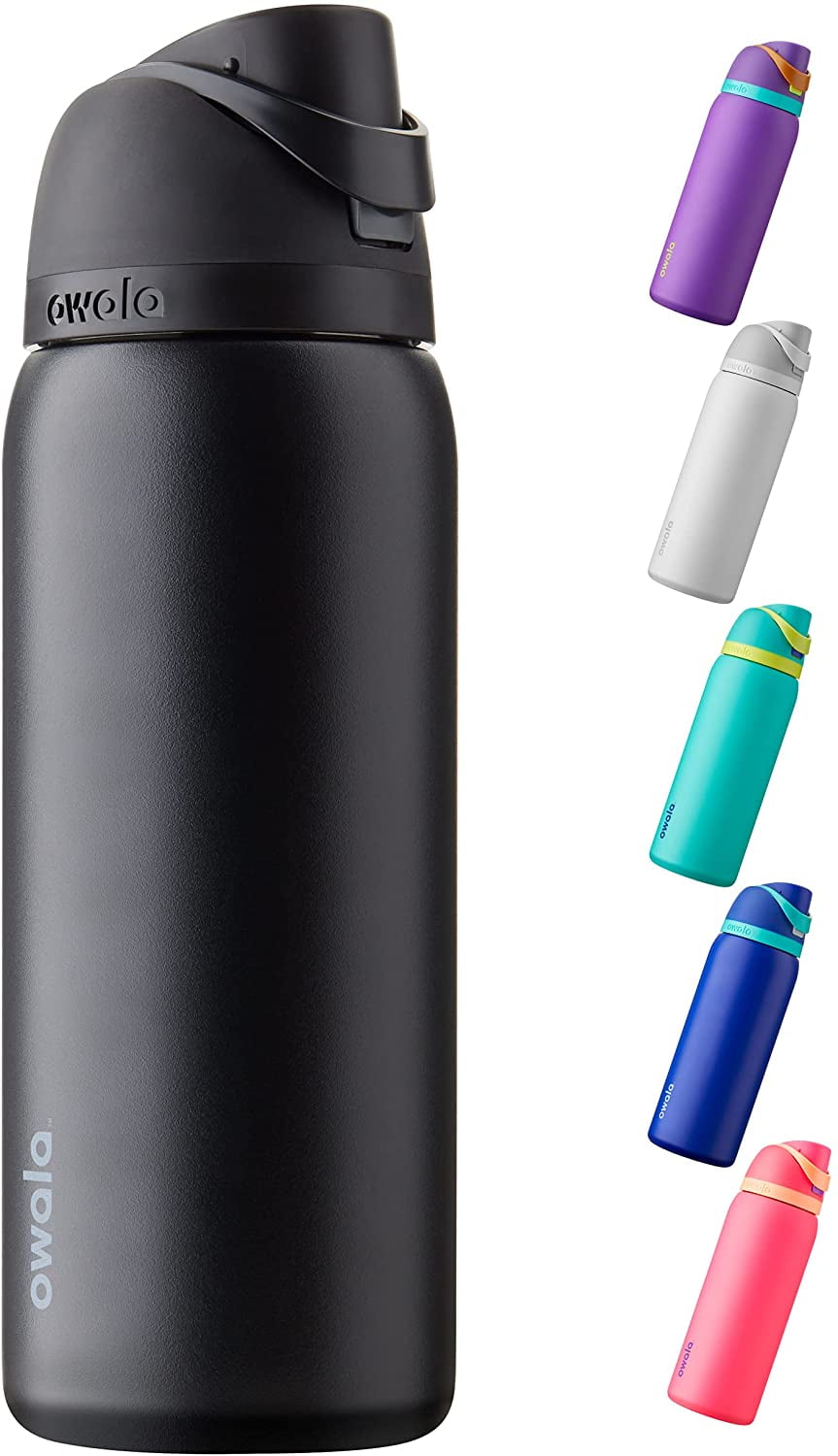 Owala FreeSip Water Bottle Stainless Steel, 32 Oz., Very Dark Black