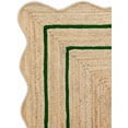 thumbnail image 2 of 2x5 Ft Green Border Premium Scalloped Jute Rug – Handcrafted Natural Braided Carpet for Living Room, Bedroom, Entryway – Boho Home Decor, 2 of 2