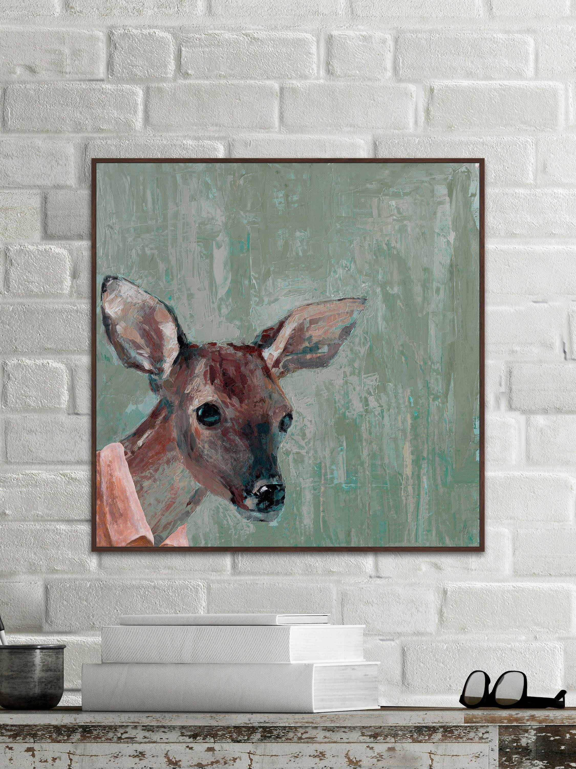 Collared Deer Floater Framed Painting Print on Canvas
