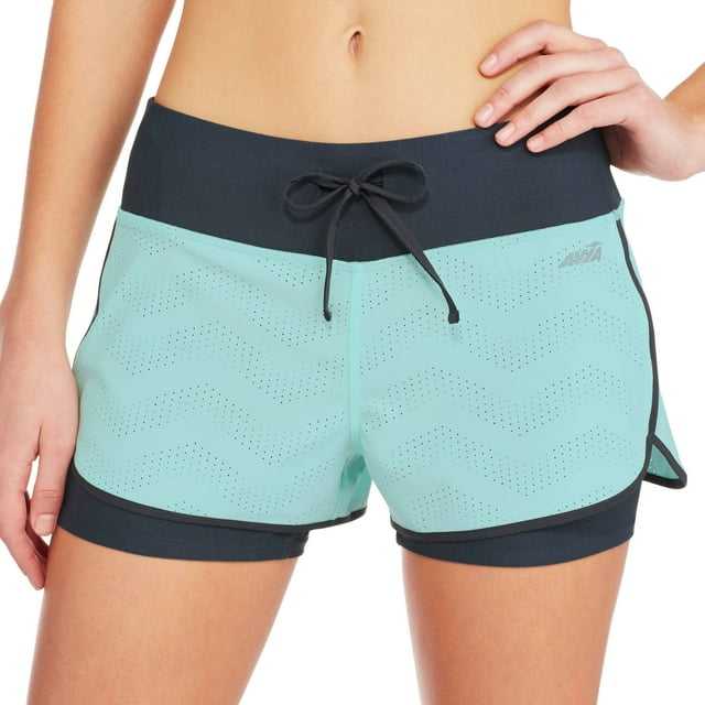 Women's Active Perforated Shorts with Built in Compression Shorts