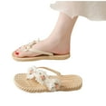thumbnail image 5 of Bxsruta White Flower-Embellished Flip Flops with Decorative Centers, Woven Sole for Beach Trips & Casual Wear, 5 of 8