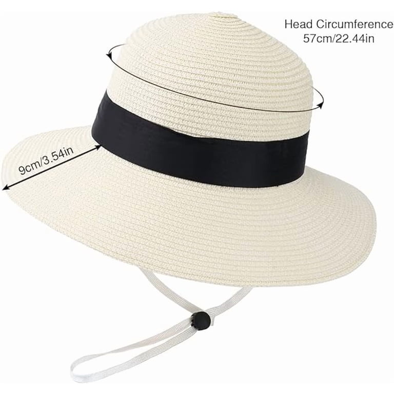 Wide Brim Sun Hat with Wind Lanyard UPF 50+ Foldable Straw Women main image 2