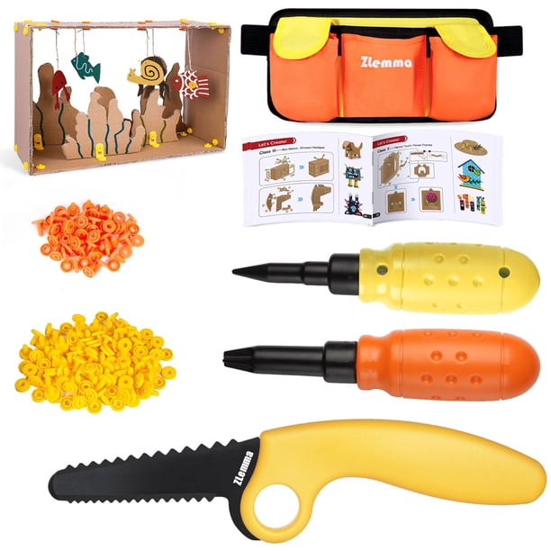Kit de Herramientas de Cartón para Construcción ZLemma 124 Piezas con Riñonera