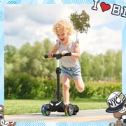iScooter Electric Scooter for Kids 3+, 3-Wheels 70W Motor Escooter & Light-Up Wheels and Pedal, Foldable & Height Adjustable Toddler Motorized Scooters, E-Scooter for Girls Boys(Black)