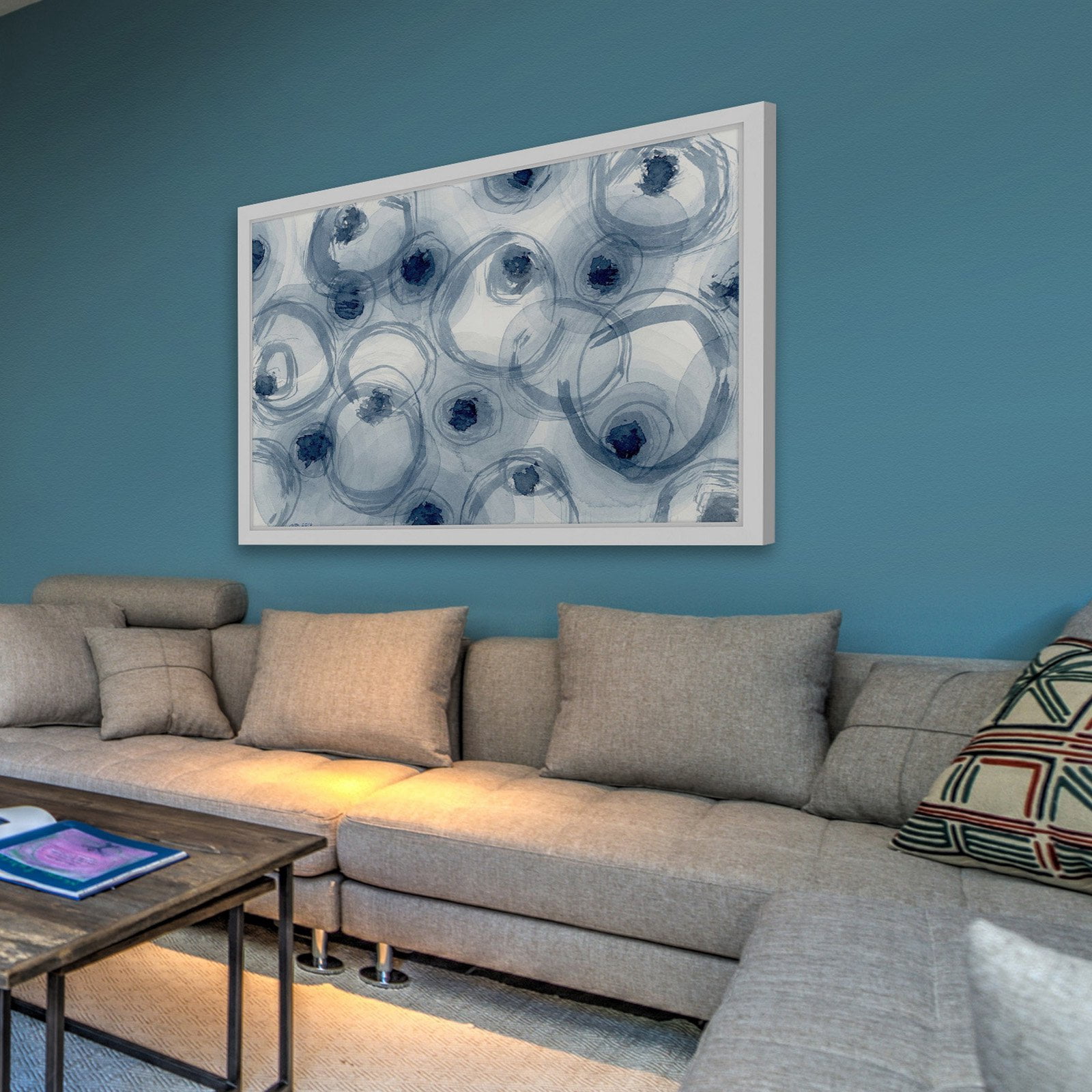 Marmont Hill "Indigo Ovals" by Nikki Galapon Framed Painting Print