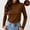 Brown, variant on Womens Turtleneck Shirts Long Sleeve Ruffle Neck Slim Fitted Casual Basic Tight Tops