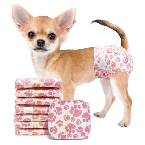 Dono Disposable Female Dog Diapers, XX-Small, Super Absorbent, Leak-Proof, Wetness Indicator, Pink Paw Design, 16 Count
