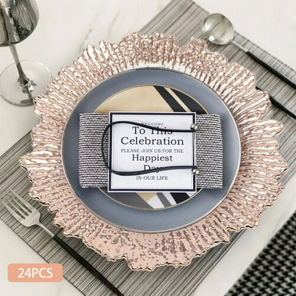 24pcs Set Charger Plates Plastic Chargers for Dinner Plate Tableware Decor