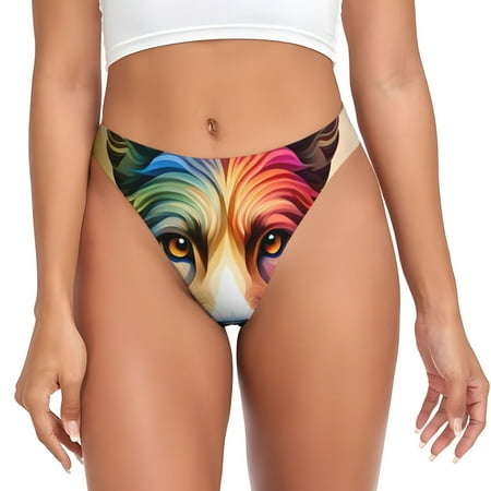 Pofeuu Colorful Art Dog Print G-String Thongs for Women Seamless Thong Underwear Sexy Cotton Breathable Comfortable thong panties-X-Small