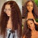 thumbnail image 1 of Peluca frontal de encaje HD rizada marrón de 24 pulgadas para mujeres negras, cabello humano virgen brasileño pre-depilado sin pegamento., 1 of 5