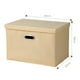 thumbnail image 2 of Cestas de almacenamiento plegables decorativas, tela de lino de algodón lavable con tablero de plástico PP duradero, diseño apilable para ahorrar espacio en el hogar (beige), 2 of 5