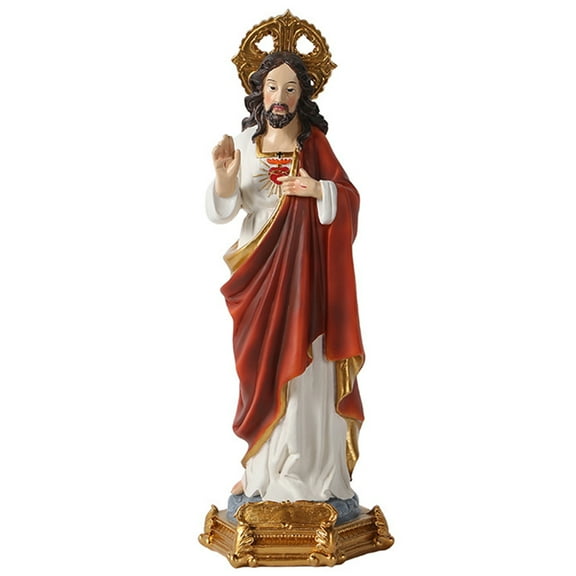 9" Risen Jesus Christ Statue, Sacred Divine Mercy Lord Inspirational Figurine for Easter and Lent Religious Sculpture Christian Living Home Resin Decor