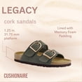 thumbnail image 6 of Cushionaire Legacy Cork Footbed Leather Sandals for Women – Genuine Leather Double Strap Slides with Adjustable Buckles + Memory Foam, 6 of 12