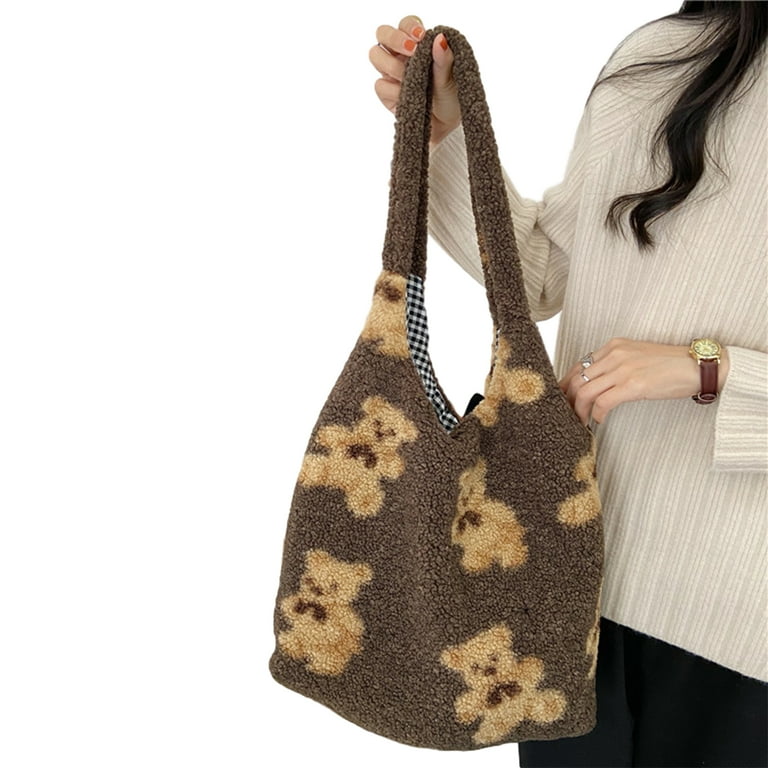 Cartoon Bear Print Square Bag Fashionable Adjustable Strap