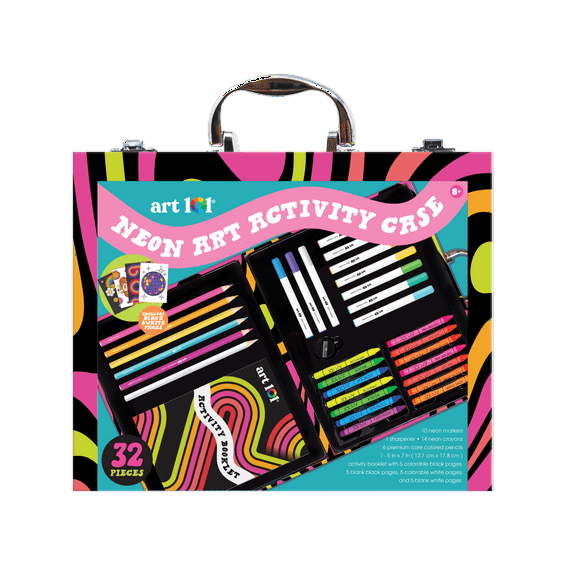 Art 101 Neon Art Activity Case, 32 Piece Coloring Set, for Child Ages 8 