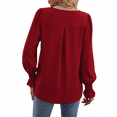 thumbnail image 2 of SOMER Blouses for Women Dressy Casual Ruffle Chiffon Long Sleeve Tops V Neck Loose Chiffon Work Blouse with Smocked Cuffs 2025, 2 of 6
