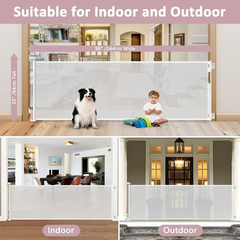 Retractable Baby Gate No Drill, 96