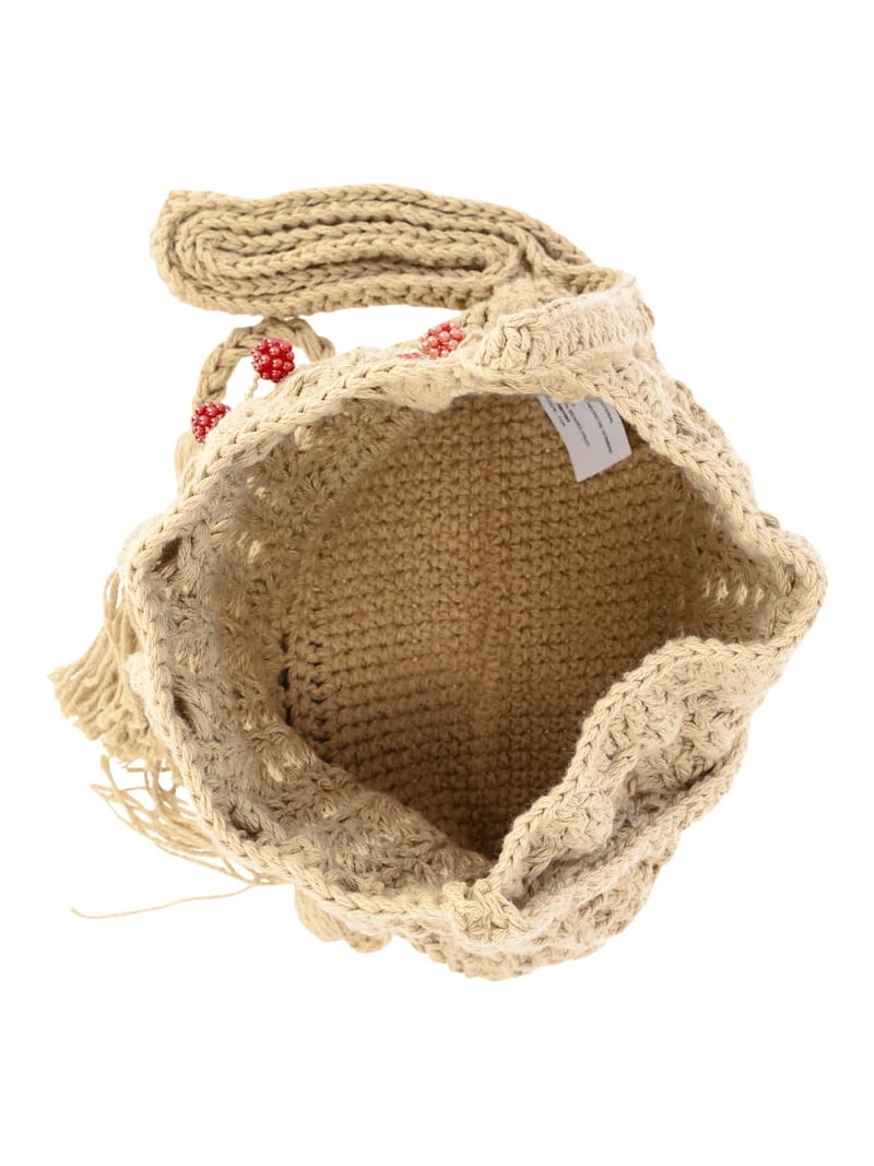 No Boundaries Women's Festival Crochet Bucket Bag, Natural Beaded