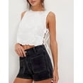 thumbnail image 6 of Tank Tops for Women Y2K Sleeveless Square Neck Tie Up Cropped Vest Summer Chic Going Out Blouse White L, 6 of 9