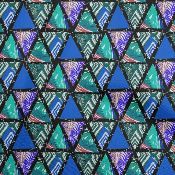 oneOone Cotton Jersey Blue Fabric Geometric Tropical Texture Sewing Fabric By The Yard Printed Diy Clothing Sewing Supplies 58 Inch Wide