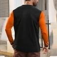 thumbnail image 4 of GuangCheng Mens Henley Shirts,Striped,Color Block,Long Sleeve,Casual,Slim Fit,Stylish T Shirts,Orange,Size XL, 4 of 6