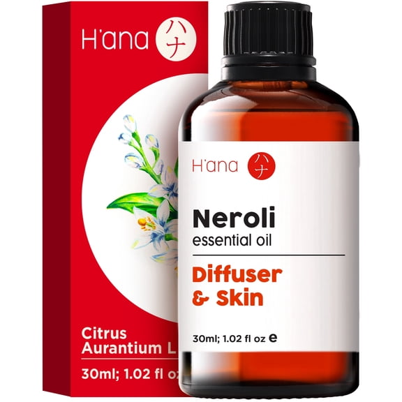 H'ana Neroli Essential Oil - 1.02 fl oz - for Hair, Skin, Diffuser, Aromatherapy, DIY Candle & Soap Making