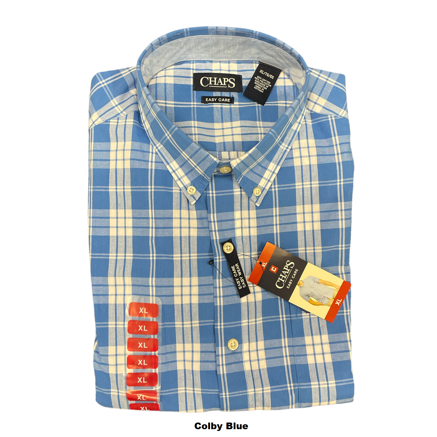 Chaps Men's Easy Care Button Down Woven Short Sleeve Collared Shirt ...