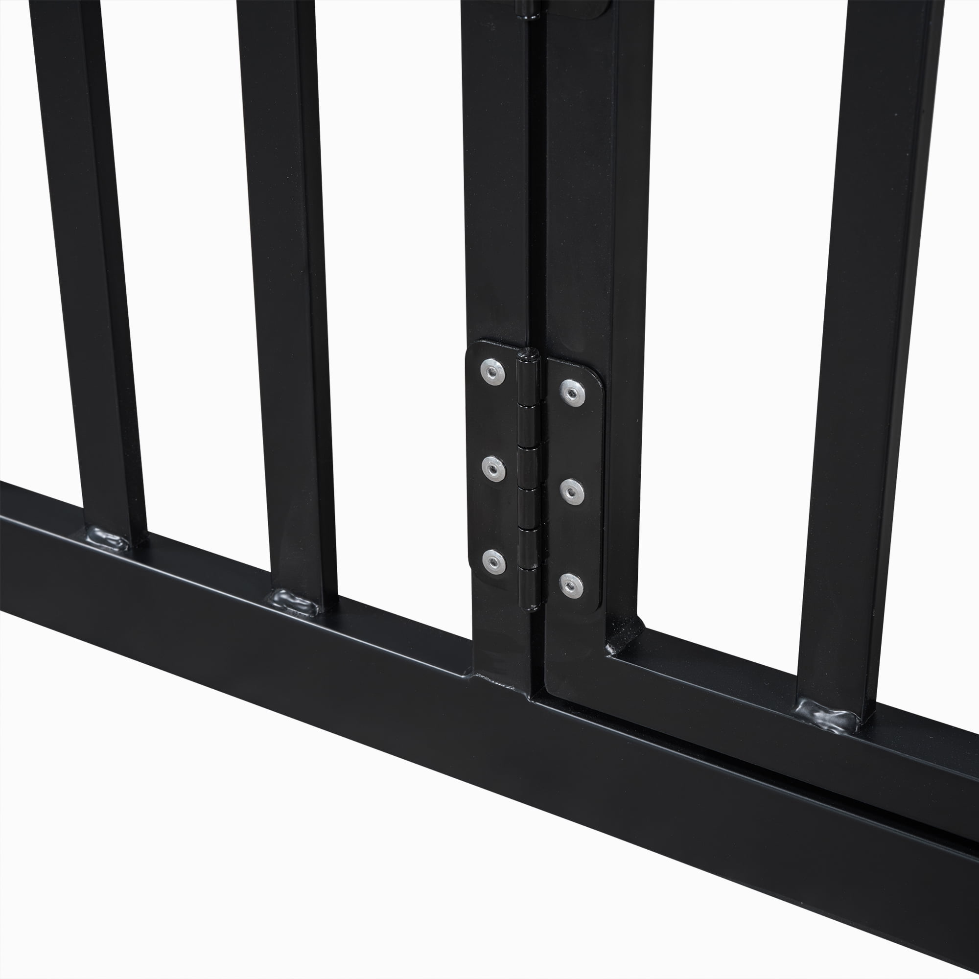 MODERNLUXE Twin Size Platform Bed Frame, House Floor Bed with Fence and Door, Black