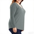 thumbnail image 3 of Royisotas Oversized Womens Plus Size Shirts Fall Long Sleeve Solid Basic U-Neck Casual T-Shirts, 3 of 6