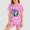 thumbnail image 2 of HCNTES Toddler Baby Boy Girl Outfit USA Flag Embroidery Knit Short Sleeve T Shirt Tops And Shorts Set Kids 1T 2T 3T 4T 5T 6T 7T 8T 9T Independence Day Clothes(D01-Pink,3-4 Years), 2 of 7