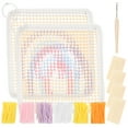 thumbnail image 1 of 1 Set Diy Latch Hook Coaster Kit Rainbow Beige Series Square Coaster Making Kit For Friends Who Like Crafts, 1 of 8