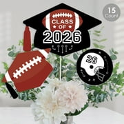 Big Dot of Happiness Grad Football - 2026 Graduation Party Centerpiece Sticks - Table Toppers - Set of 15