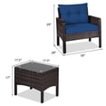 thumbnail image 2 of Gymax 3PCS Rattan Patio Conversation Furniture Set Yard Outdoor w/ Navy Cushions, 2 of 10