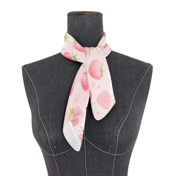 Square Scarf 24x24 Inch Seamless Strawberry Print Silky Satin Sun Protection Neck Scarf for Women Multi-Purpose Head Wrap Bandana for Hair Bag Decoration