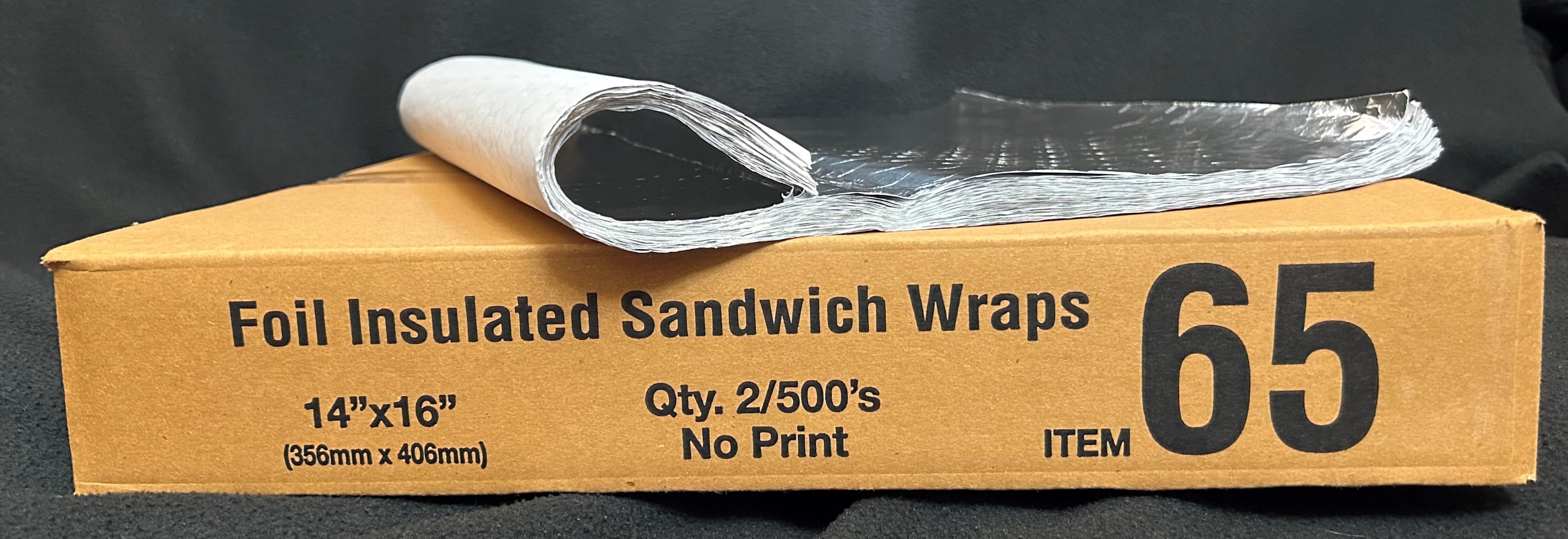 1,000 Insulated Cushion Foil Paper Sandwich Wrap 14" x 16", Two (2) Bundles of 500 Wraps Each