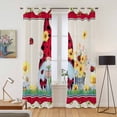 thumbnail image 2 of Kitchen Curtains 84 Inch Length 2 Panels, Gnomes Flowers Grommets Window Treatment Curtain, Spring Farmhouse Botanical Floral Striped Thermal Curtains Drapes for Living Room/Bathroom, 2 of 9